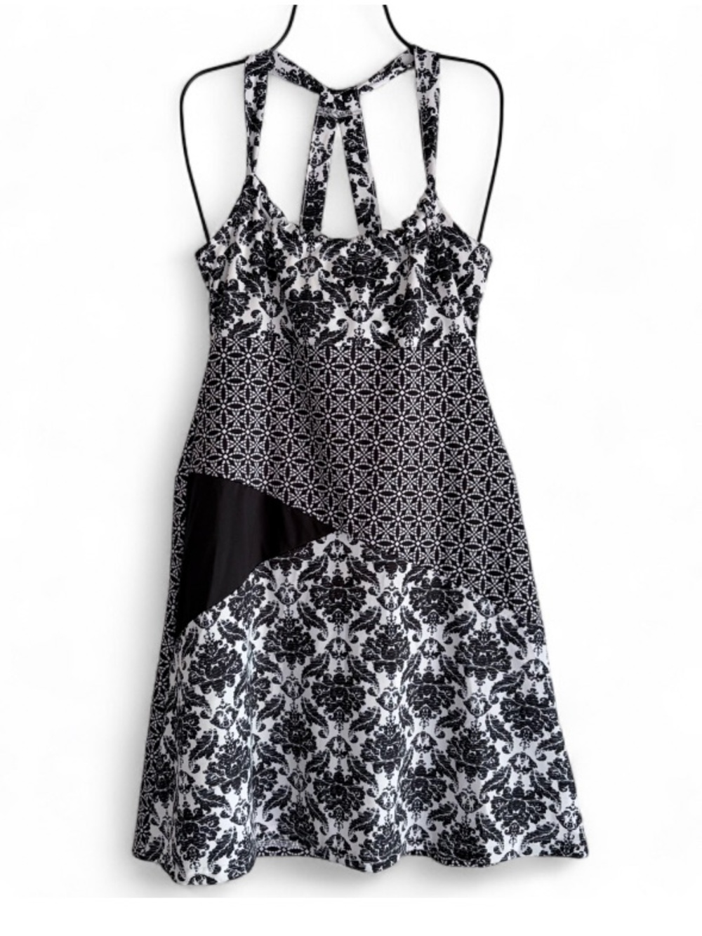 Lola Black and White Floral Mixed Print Active Dress with Bra Top Size S